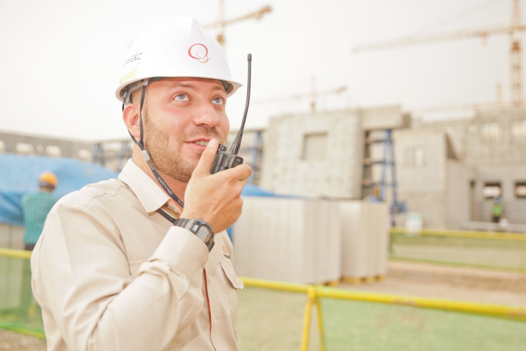 construction contractor with radio